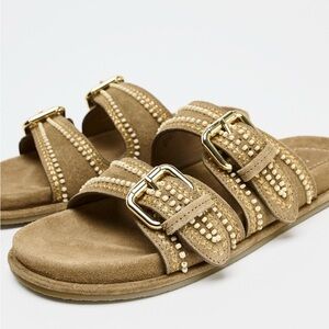 Embroidered Suede Sandals NWT